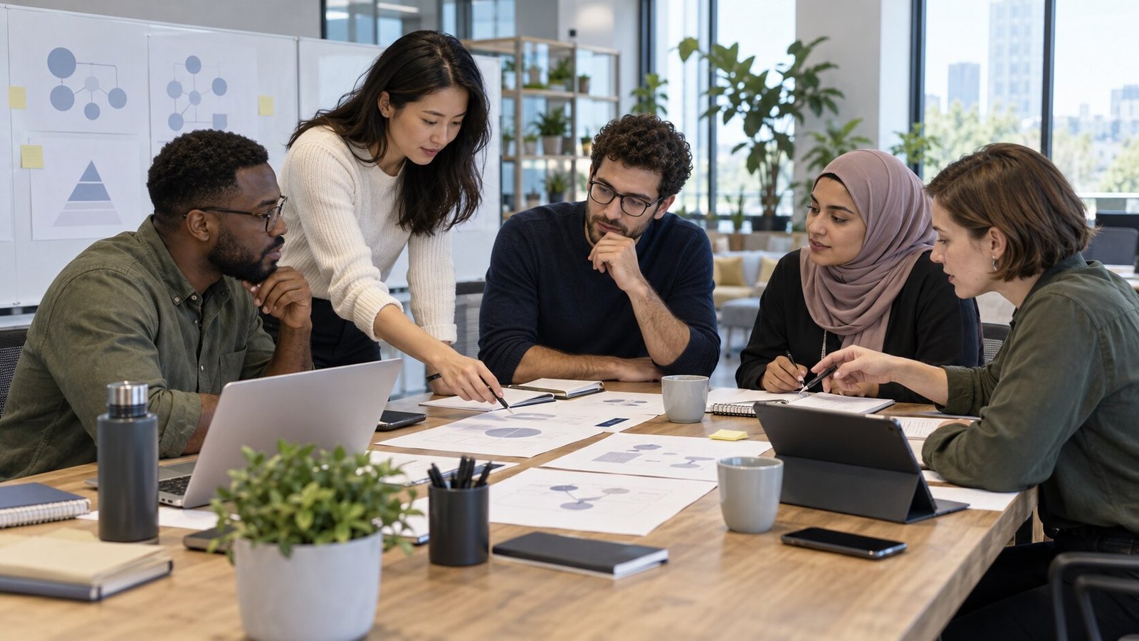 AI, data and intelligent operations team reviewing technology-enabled practices