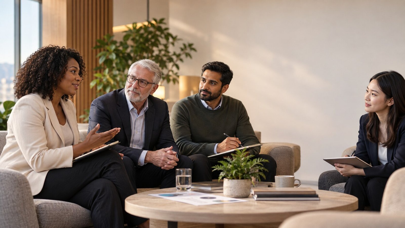 Advisory team listening to a prospective organisation’s requirement