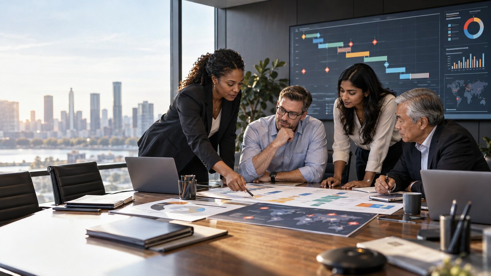 PMO team coordinating milestones, risks and delivery workstreams