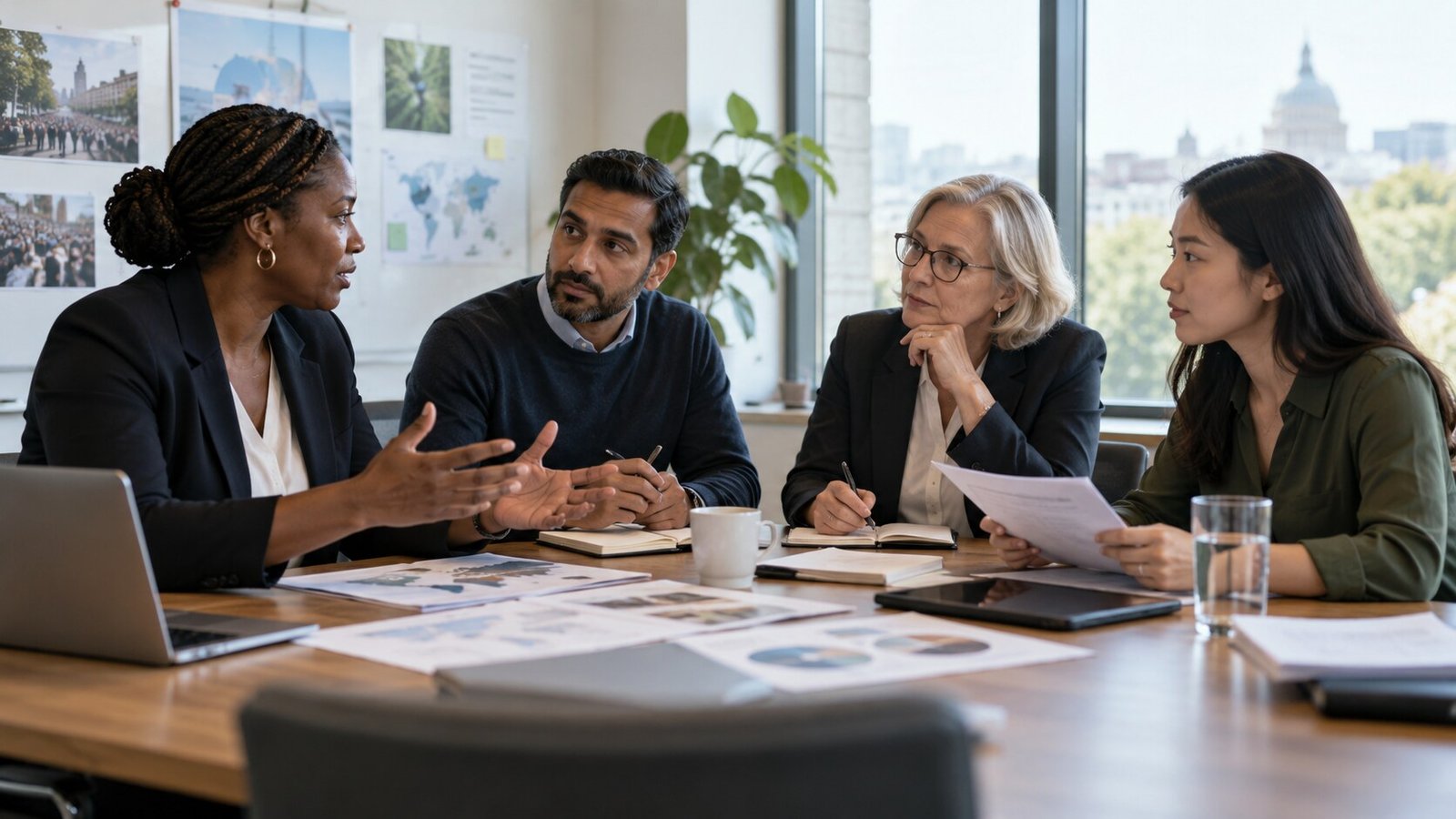 Communications team preparing a stakeholder briefing