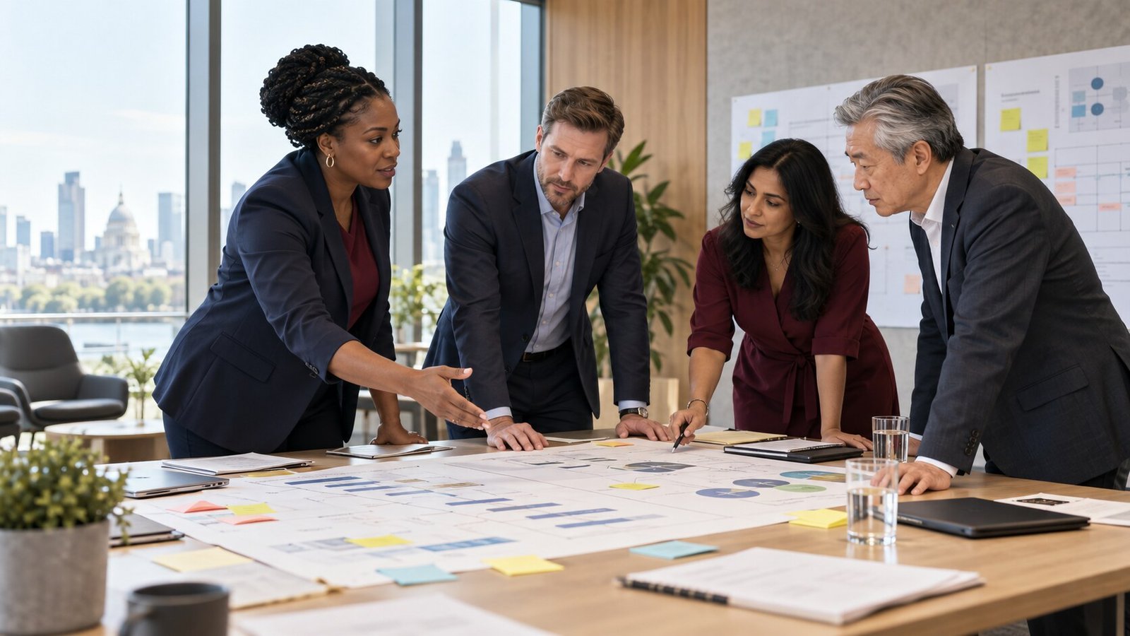 Programme leadership team planning milestones, risks and delivery workstreams