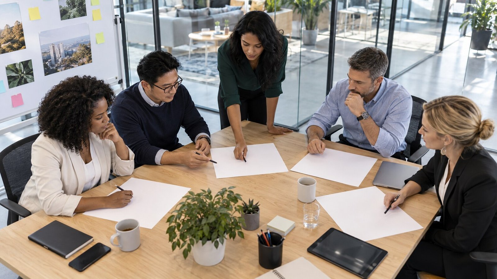 Multidisciplinary professionals reviewing AI, digital, data and cyber workstreams