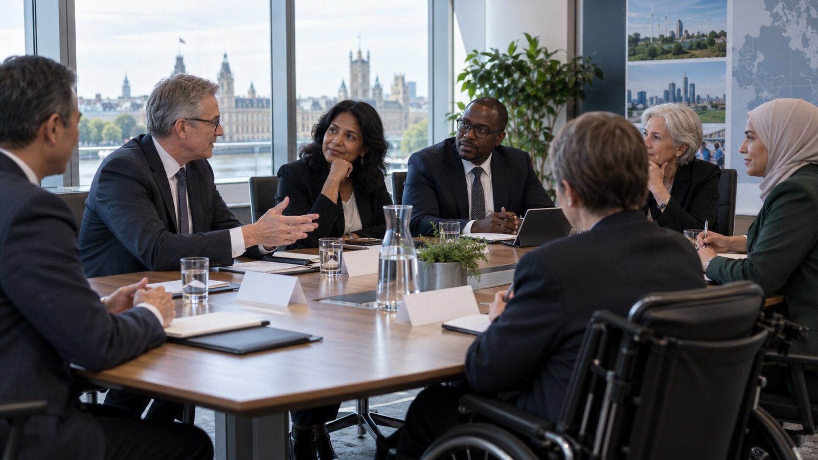 Leaders from government, business and civil society discussing technology priorities