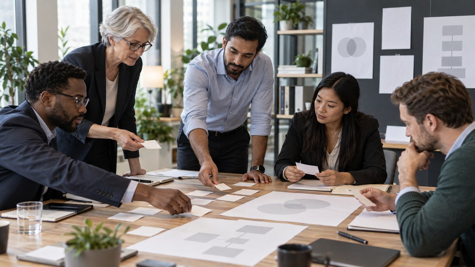 Multidisciplinary transformation advisers reviewing professional practice streams